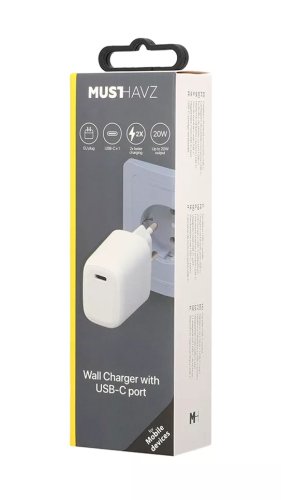 Travel Charger 20W USB-C By Musthavz White