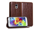 Samsung Galaxy S5 i9600 G900 Leather Wallet Flip Case Cover Stand Brown maks