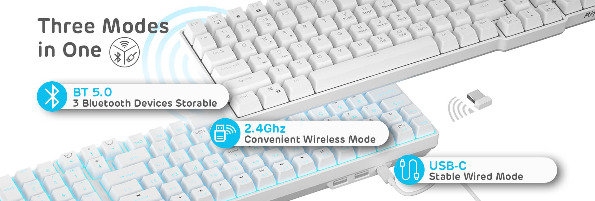 ROYAL KLUDGE RK96 Wireless 96 Keys 96% Mechanical Gaming Keyboard with Number Pad & Magnetic Hand Rest