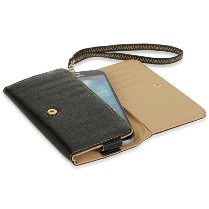 Samsung i9505 Galaxy S4 Wallet Slip-In Leather Case Cover Black maks