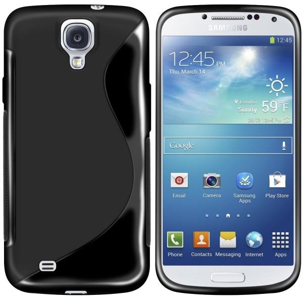 Samsung Galaxy i9500/i9505 S4 IV S Line Wave Gel Silicone Soft Back Case Cover Black maks
