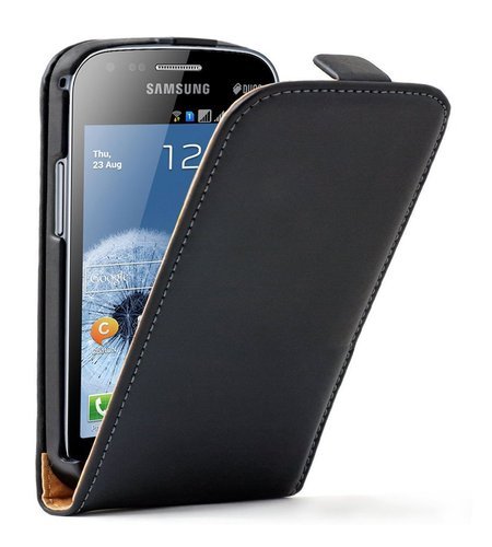 Samsung S7560/S7562/S7580 Galaxy Trend/Duos/Plus Leather Flip Case Cover Black maks