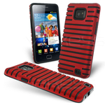 Samsung Galaxy S2/S2 Plus i9100/i9105 Vent Gel Combo Back Case Cover Silicone Bumper Red maks
