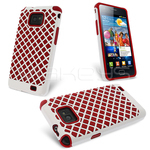 Samsung Galaxy S2/S2 Plus i9100/i9105 Honeycomb Combo Back Case Cover Silicone Bumper Red White maks