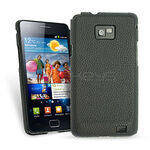 Samsung Galaxy S2/S2 Plus i9100/i9105 Black Leather Back Case Cover maks