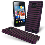 Samsung Galaxy S2/S2 Plus i9100/i9105 Vent Gel Combo Back Case Cover Silicone Bumper Purple Red maks