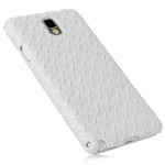 Samsung Galaxy Note 3 N9005 Diamond Weave Design Leather Back Case Cover White maks