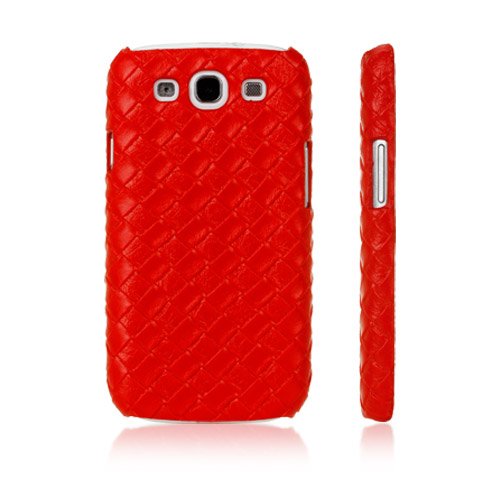 Samsung i9300 Galaxy S3 Value Range Leather Weave Back Case Cover Red maks