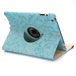 Apple iPad 2/3/4 360° Rotating Blue Embossed Flowers Case Cover Swivel Stand maks