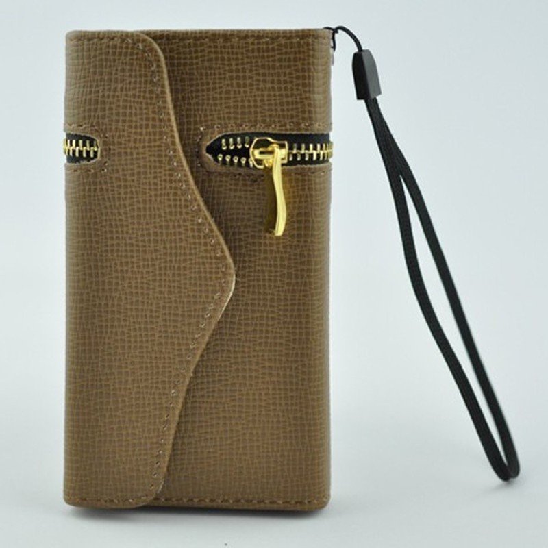 Apple iPhone 5/5S/5C Wallet Flip Case Gold Brown maks