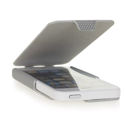 Apple iPhone 5/5S/5C Light White Grey Thin Flip Case Cover maks 