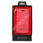 Apple iPhone 5/5S Original Guess Luxury Croco Leather Wallet Book Case Cover Red maks