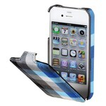 Apple iPhone 4/4S Hama Flip Case Karo Folding Cover Blue maks