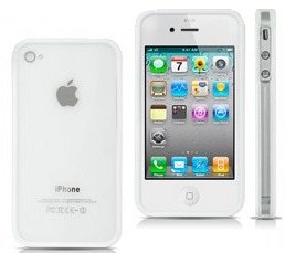 Apple iPhone 4/4S silicon bumper clear white back case cover maks