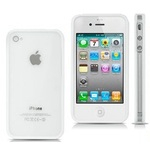 Apple iPhone 4/4S silicon bumper clear white back case cover maks