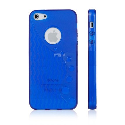 Apple iPhone 5 Dark Blue Circles & Curls silicone back case cover bumper maks