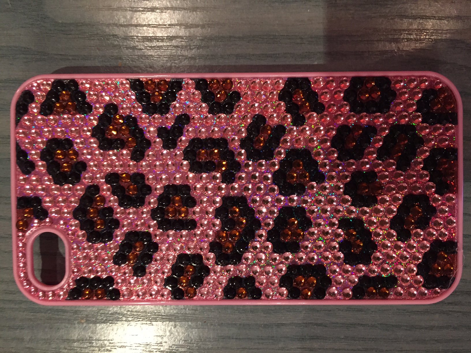 Apple iPhone 4/4S Diamond Swarovski Pink Leopard Back Case Cover maks vāciņš