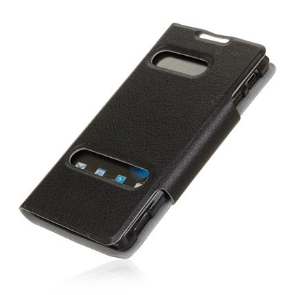 Sony Xperia LT29i TX Leather Case Cover Stand With Caller ID Window Black maks