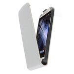 HTC One Mini M4 Real Genuine Leather Magnetic Hard Shell Flip Case Cover White maks
