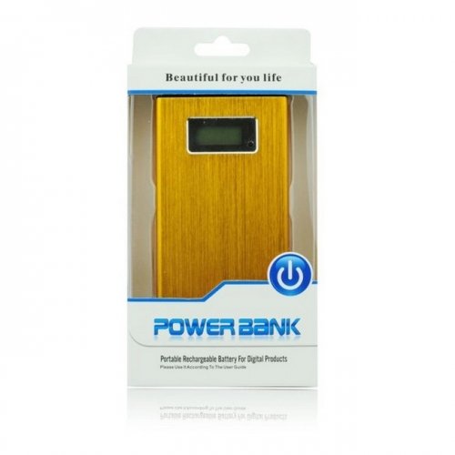 Blun ST-138 Power Bank 8000mAh Universāla Ārējas uzlādes batereja 2 USB 5V 1A /2.1A Ports Zelta + LED Lukturis + LCD