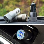 Auto Universal Dual USB Car Charger 2.1A/1A 12-24V LED Auminium Adapter Tablets Phone Camera Navigations autolādētājs