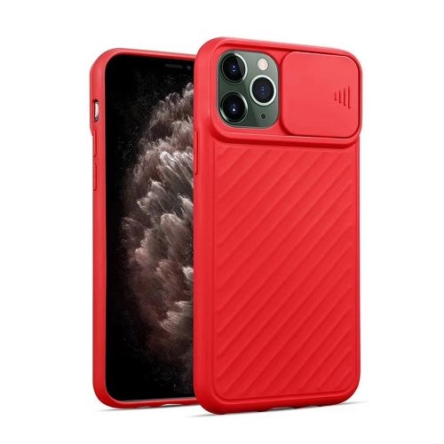 iPhone 12 Mini Silikona Macins ar kameras aizsargu (Sarkans)