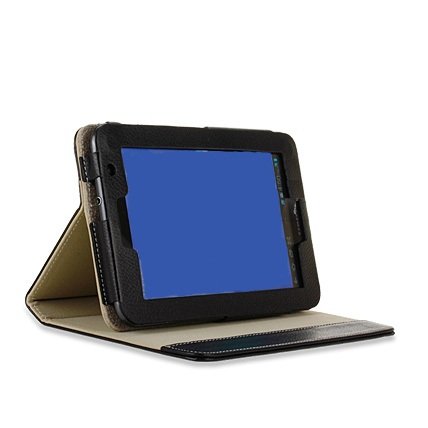 Samsung P3100/P3110/P6200/P6210 Galaxy Tab 7.0 Luxury Cream Black Leather Case maks stand