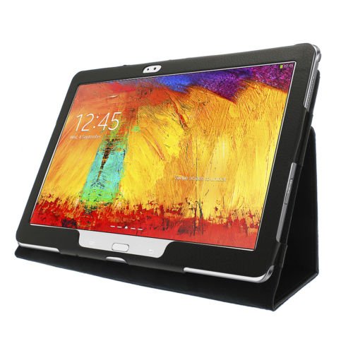 Samsung Galaxy Note 2 10.1 2014 Edition Textured Leather Case Cover Stand Black maks