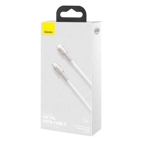 Kabelis USB C ki&scaron;tukas - IP Lightning ki&scaron;tukas 1.0m su baltu pintu &scaron;arvu 20W BASEUS