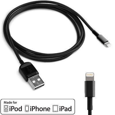 Apple iPhone 5 iPod Touch 5 Nano 7 iPad 4 Retina Mini data cable charger black datu kabelis lādētājs