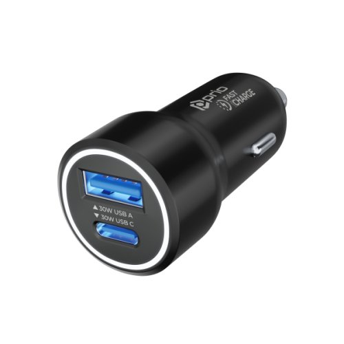 Car chargers prio DUAL Car Charger USB A+USB C 30W black