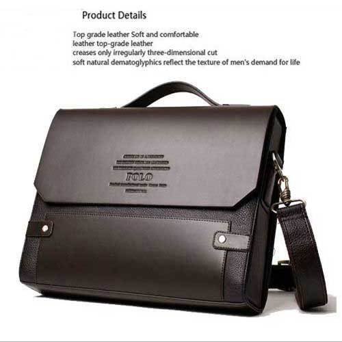 Classic Coffee Men Leather Briefcase Laptop Bags Tote Shoulder Sling Purses datora soma