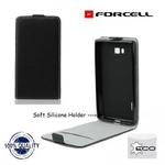 Forcell Flexi Slim Flip Samsung S7560 S7562 S7580 Trend vertikāli atverams silikona ietvarā Melns