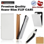 Forcell Slim Flip Case Sony C1505 Xperia E telefona maks vertikāli atverams Balts