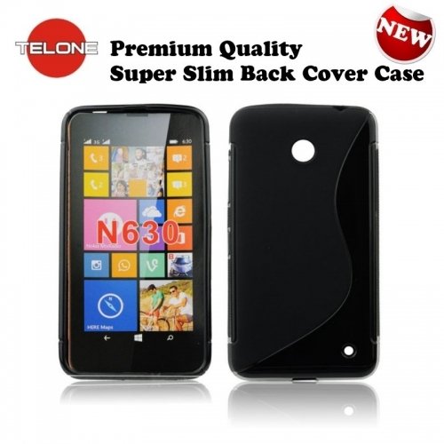 Telone Back Case S-Case gumijots telefona apvalks Nokia 630 / 635 Lumia Melns