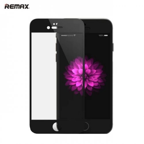 Remax Royal sērijas 0.2mm Pilna ekrāna izmēra Aizsargstikls ar silikona apmali Apple iPhone 6 6S 4.7inch Melns