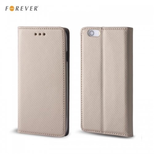 Forever Magnēstikas Fiksācijas Sāniski atverams maks bez klip&scaron;a Samsung J710F Galaxy J7 Zeltains