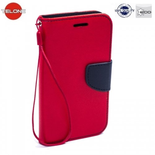 Telone Fancy Diary Book Case ar stendu Meizu M3 Note sāniski atverams Sarkans/Zils