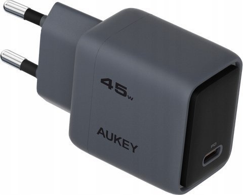 Wall Charger 45W USB-C, PD GaN By Aukey Dark Grey