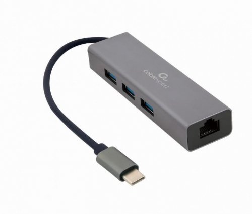 Gembird I/O ADAPTER USB-C TO LAN RJ45/USB HUB A-CMU3-LAN-01