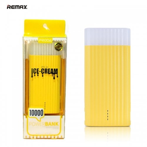 Remax IceCream 10000mAh внешний аккумулятор с 2x USB 5V 1A Портами Dzeltena (EU Blister)