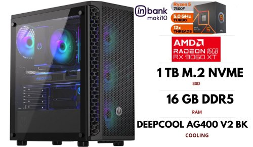 Gameroom PC| RYZEN 5 7500F, DDR5 16GB 6000MHz, NVME M.2 SSD 1TB, RX 9060 XT 16GB