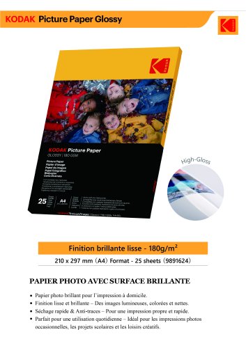 Kodak 180gsm 9.1 mil Glossy A4x25