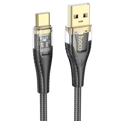 Hoco Cable USB A to USB C 2,4A 1,2 m U121 black transparent