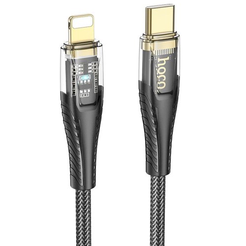 Hoco Cable USB C to Lightning PD 27W 1,2 m U121 black transparent