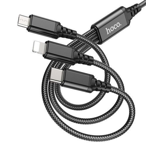 Hoco cable 3 in1 USB A to Lightning / Micro USB / Type C 2A X76 1 m black