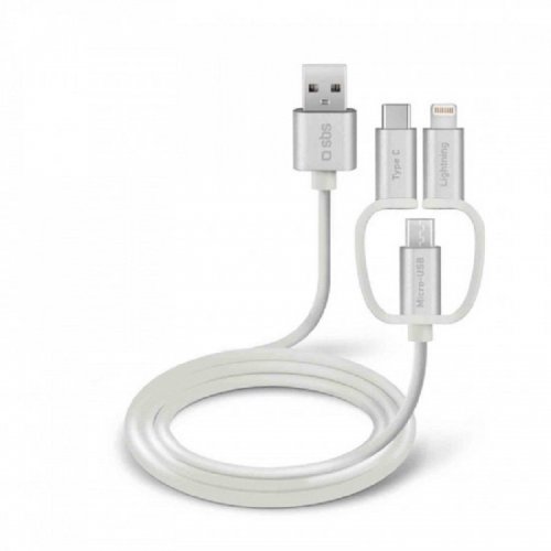 3 In 1 Charging Cable 1.2m By SBS White
