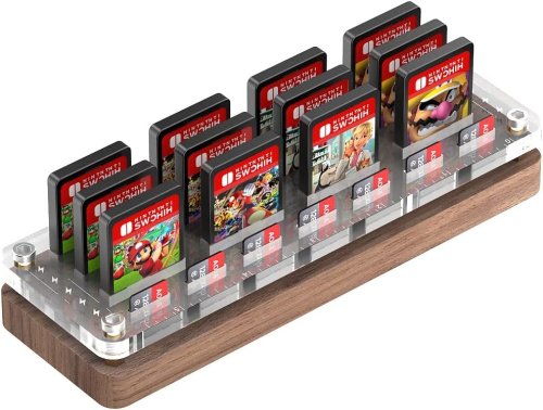 Aoduke Nintendo Switch Game Cartridge Wooden Storage Case With Transparent Acrylic