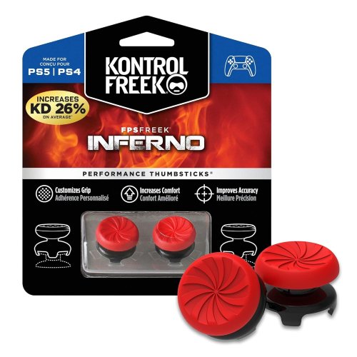 Kontrolfreek - FPS Freek Inferno Red Thumbsticks | PS4/PS5 | High-Rise, Concave