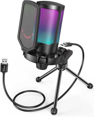 Fifine A6V Cardioid Wired Microphone with RGB USB